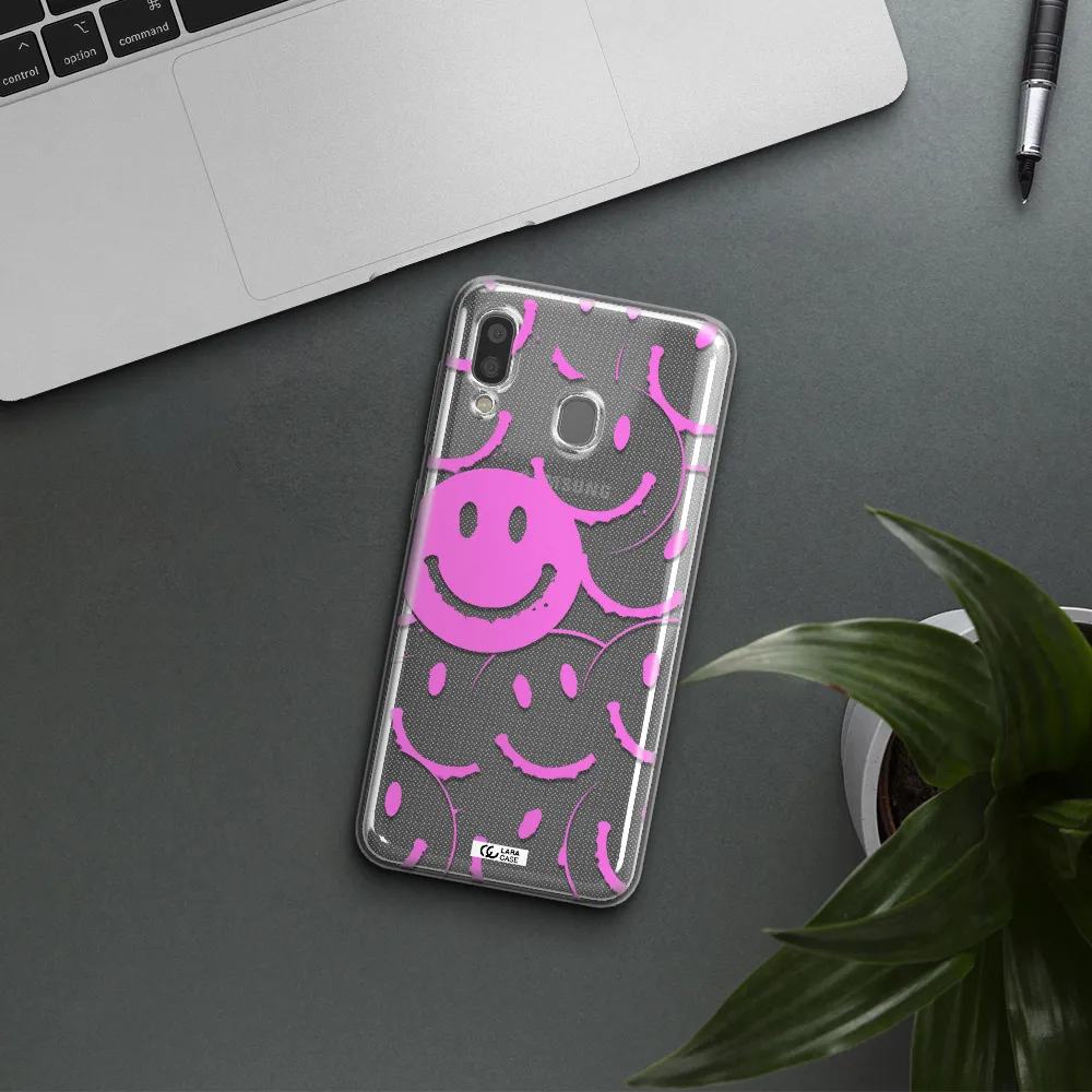Smile Purple Samsung A20 Clear TPU Case
