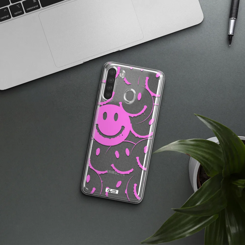Smile Purple Samsung A21 Clear TPU Case