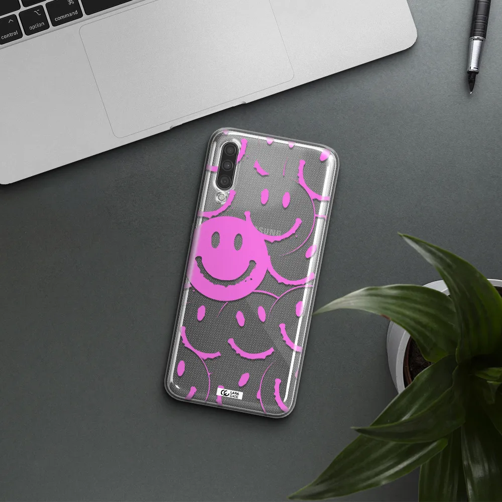 Smile Purple Samsung A30S Clear TPU Case