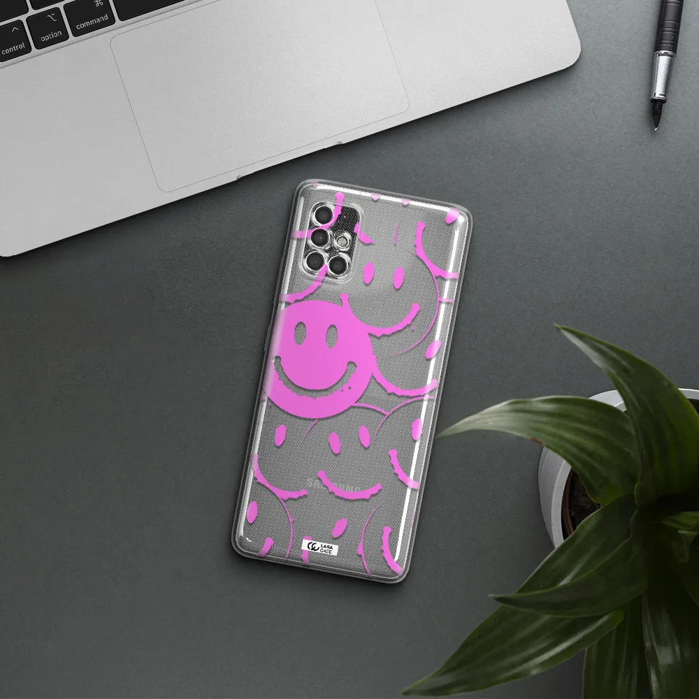 Smile Purple Samsung A40S Clear Tpu Case