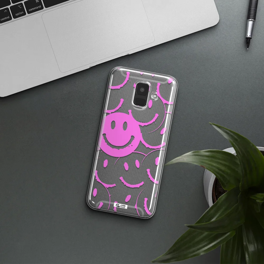 Smile Purple Samsung A6 Clear TPU Case
