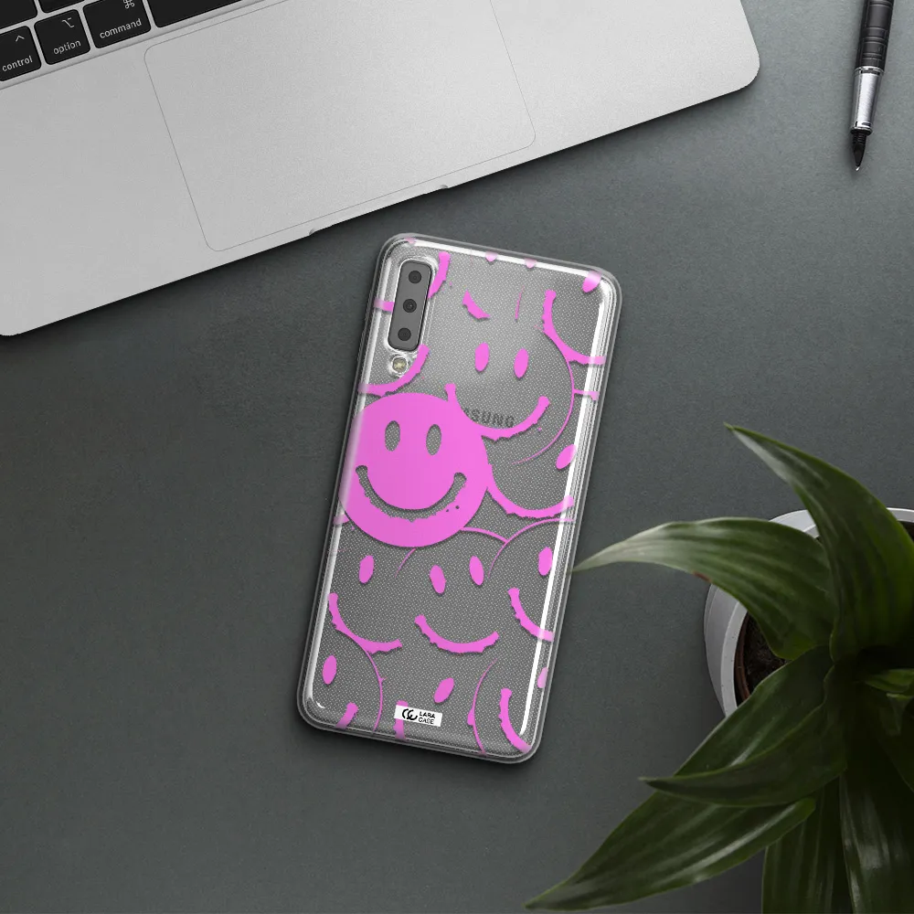 Smile Purple Samsung A7 2018 Clear TPU Case