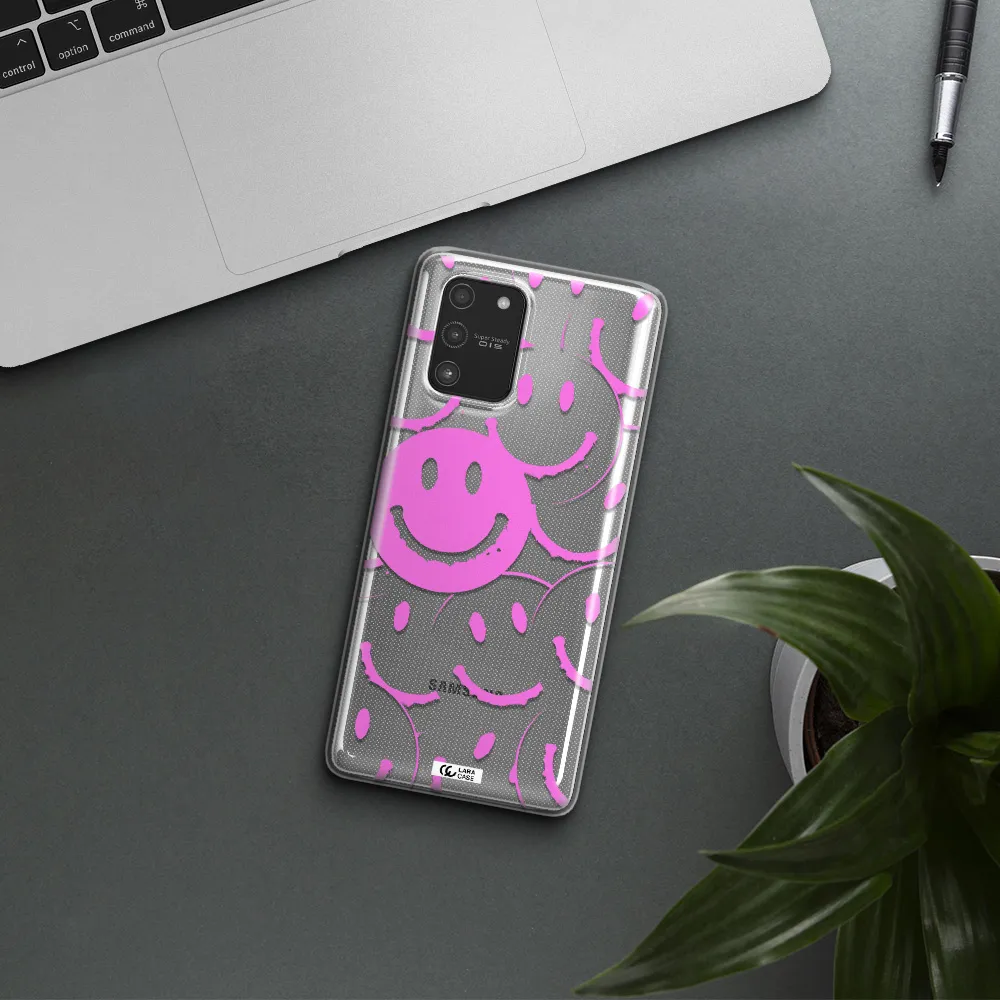 Smile Purple Samsung A91 Clear TPU Case