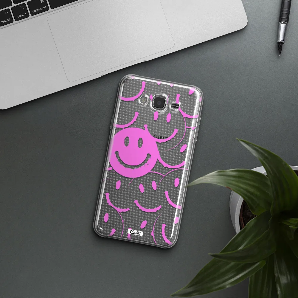 Smile Purple Samsung J7 Clear TPU Case