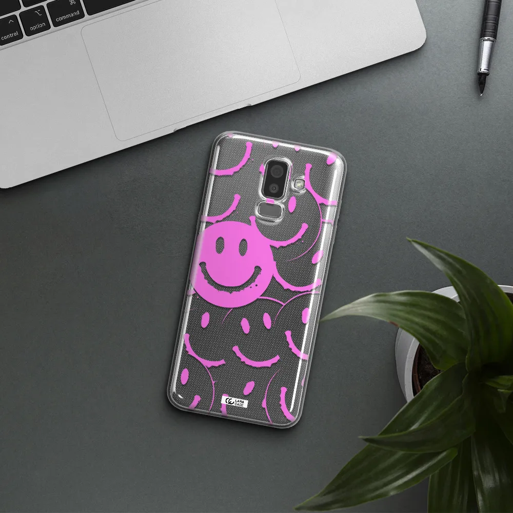 Smile Purple Samsung J8 Clear TPU Case