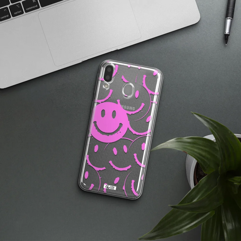 Smile Purple Samsung M20 Clear TPU Case