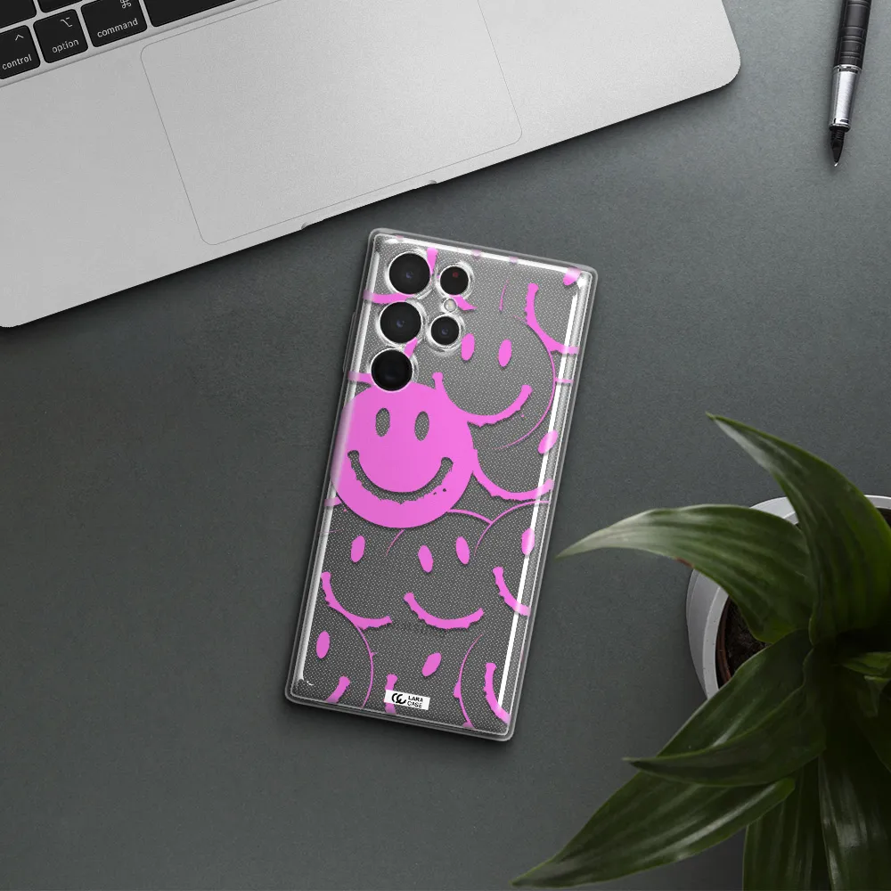 Smile Purple Samsung S 22 Ultra Clear TPU Case