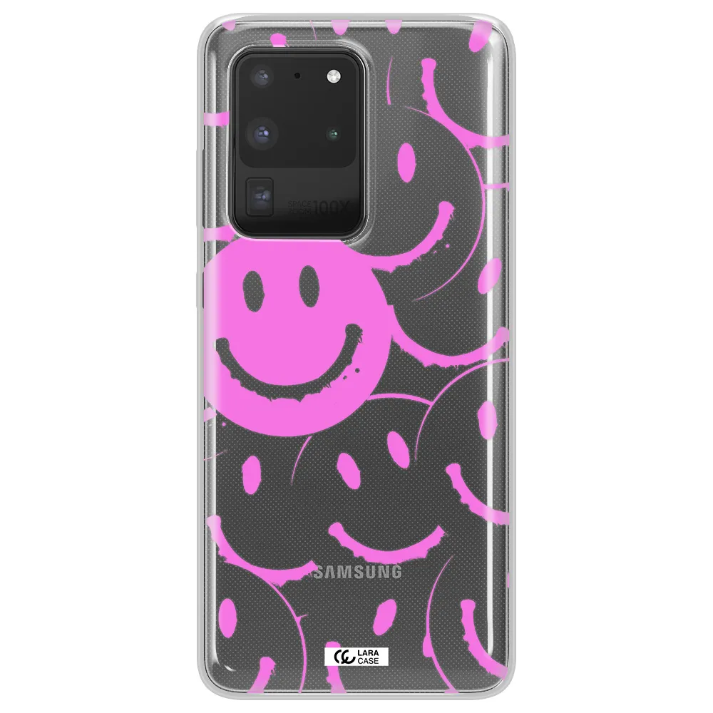 Smile Purple Samsung S20 Ultra Clear TPU Case