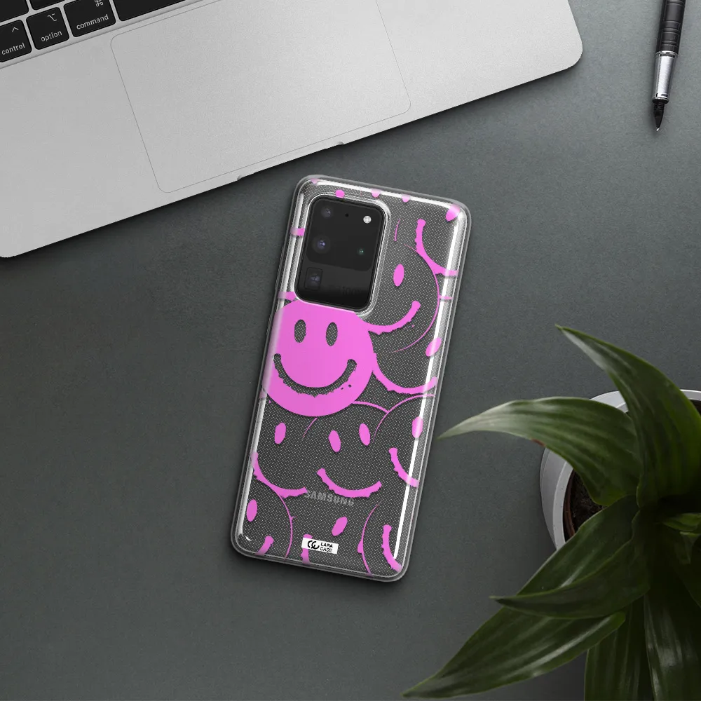Smile Purple Samsung S20 Ultra Clear TPU Case