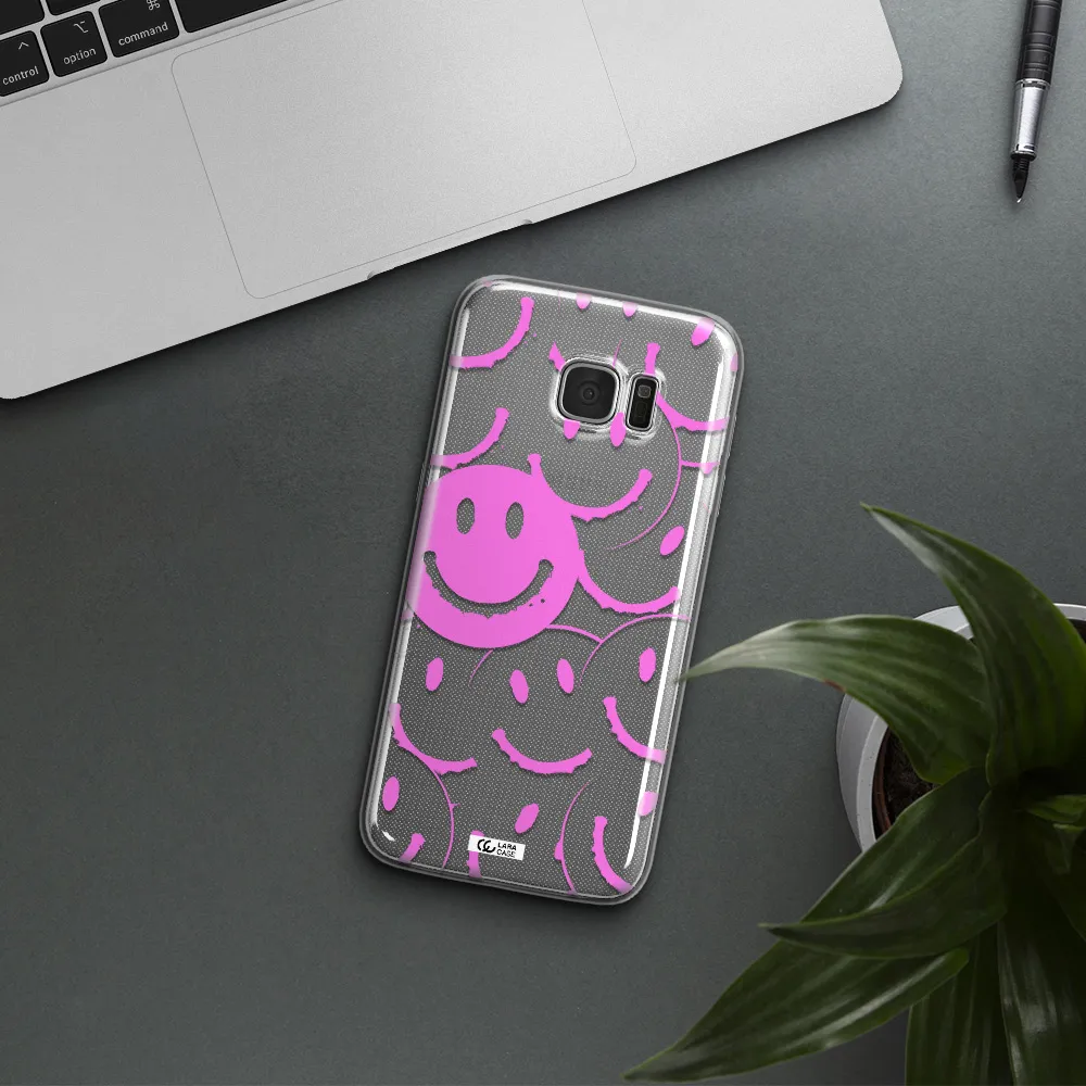 Smile Purple Samsung S7 Edge Clear TPU Case