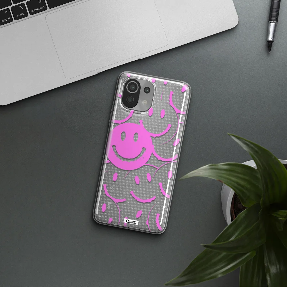 Smile Purple Xiaomi Mi 11 Lite Clear TPU Case