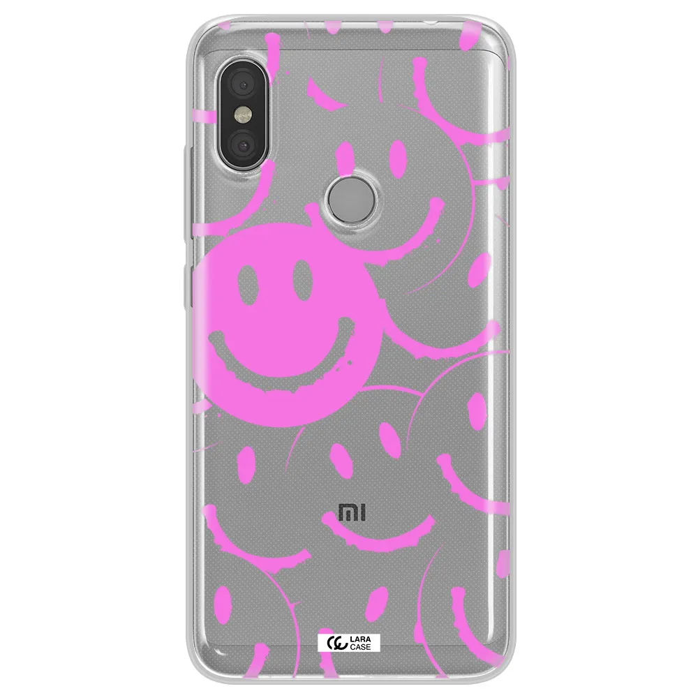 Smile Purple Xiaomi Redmi Note 6 Pro Clear TPU Case