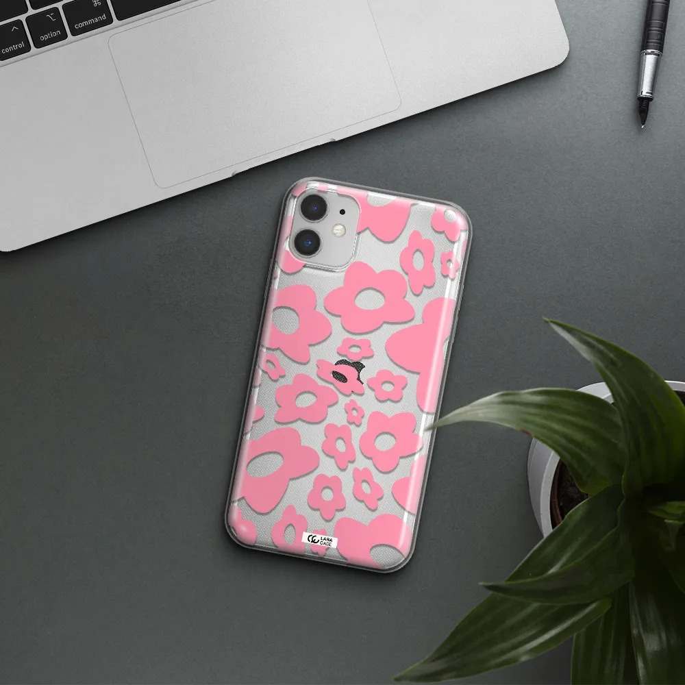 Five Petal Pink Flower Apple iPhone 11 Clear TPU Case