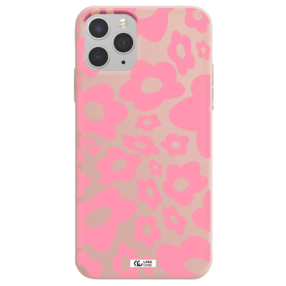 Five Petal Pink Flower Apple iPhone 11 pro max Silicone pastel pink Case