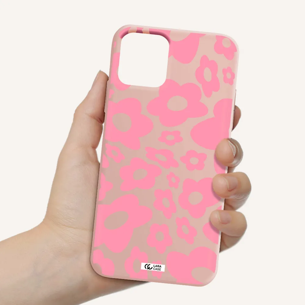 Five Petal Pink Flower Apple iPhone 11 pro max Silicone pastel pink Case
