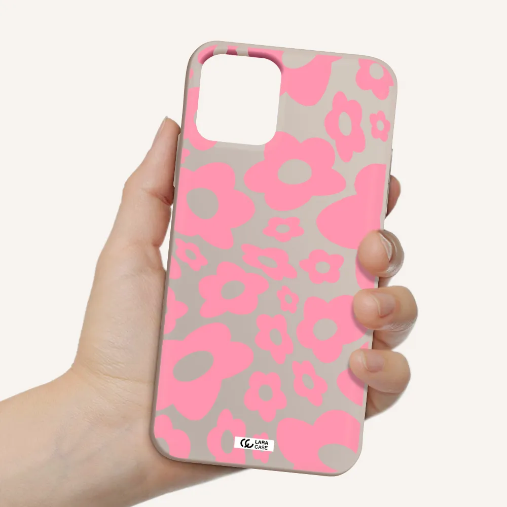 Five Petal Pink Flower Apple iPhone 11 pro max Silicone Stone Case