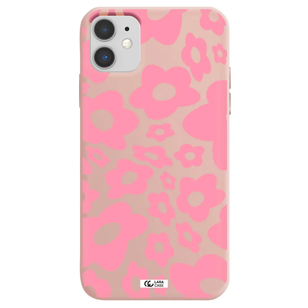 Five Petal Pink Flower Apple iPhone 11 Silicone pastel pink Case