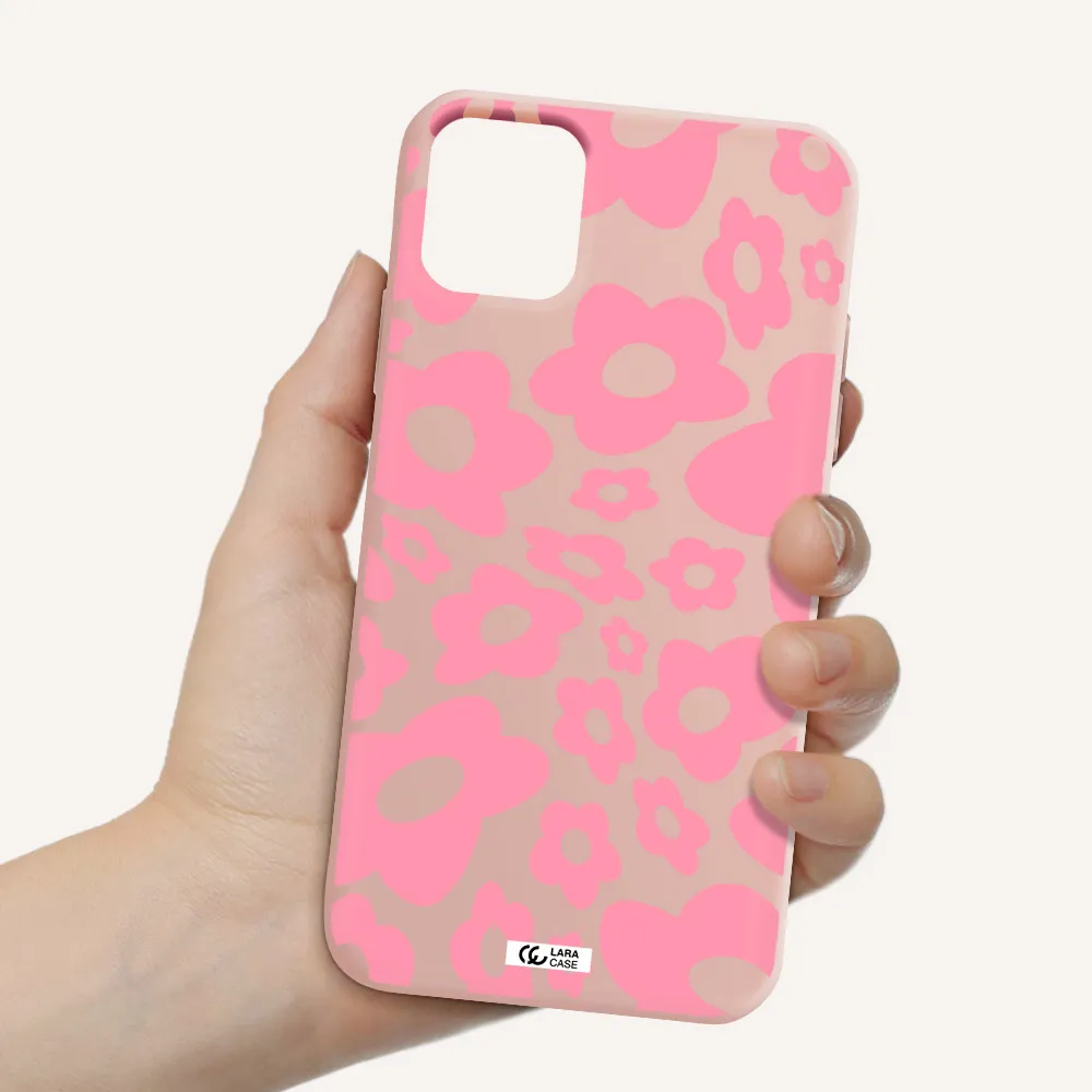 Five Petal Pink Flower Apple iPhone 11 Silicone pastel pink Case