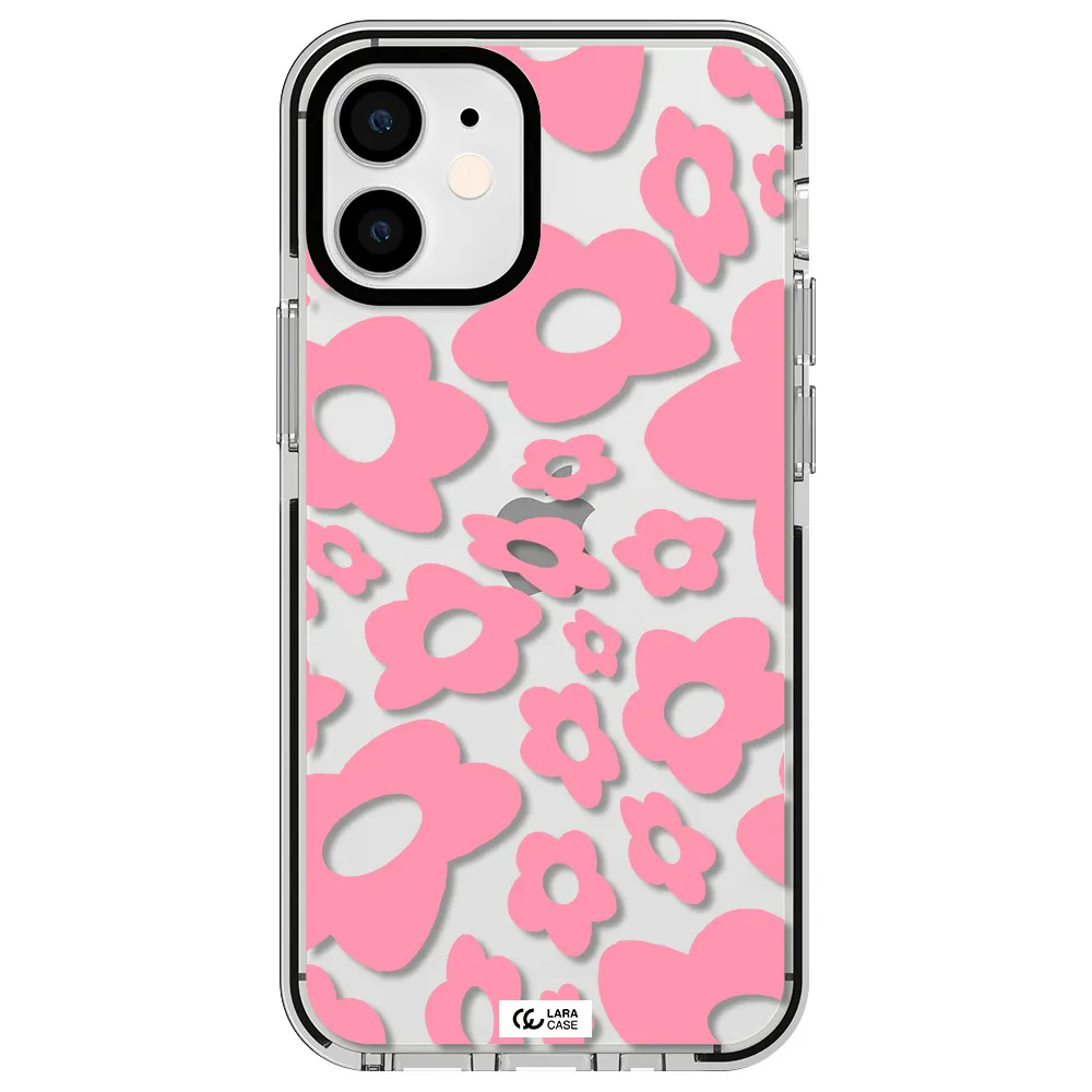 Five Petal Pink Flower Apple iPhone 12 mini impact black border Case