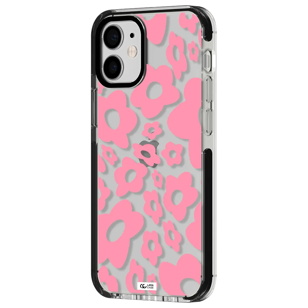 Five Petal Pink Flower Apple iPhone 12 mini impact black border Case