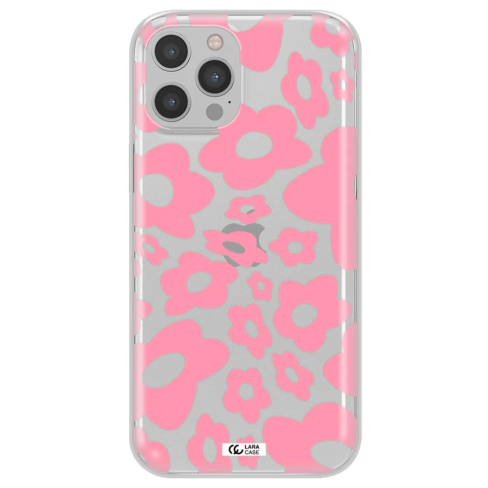Five Petal Pink Flower Apple iPhone 12 pro Clear TPU Case