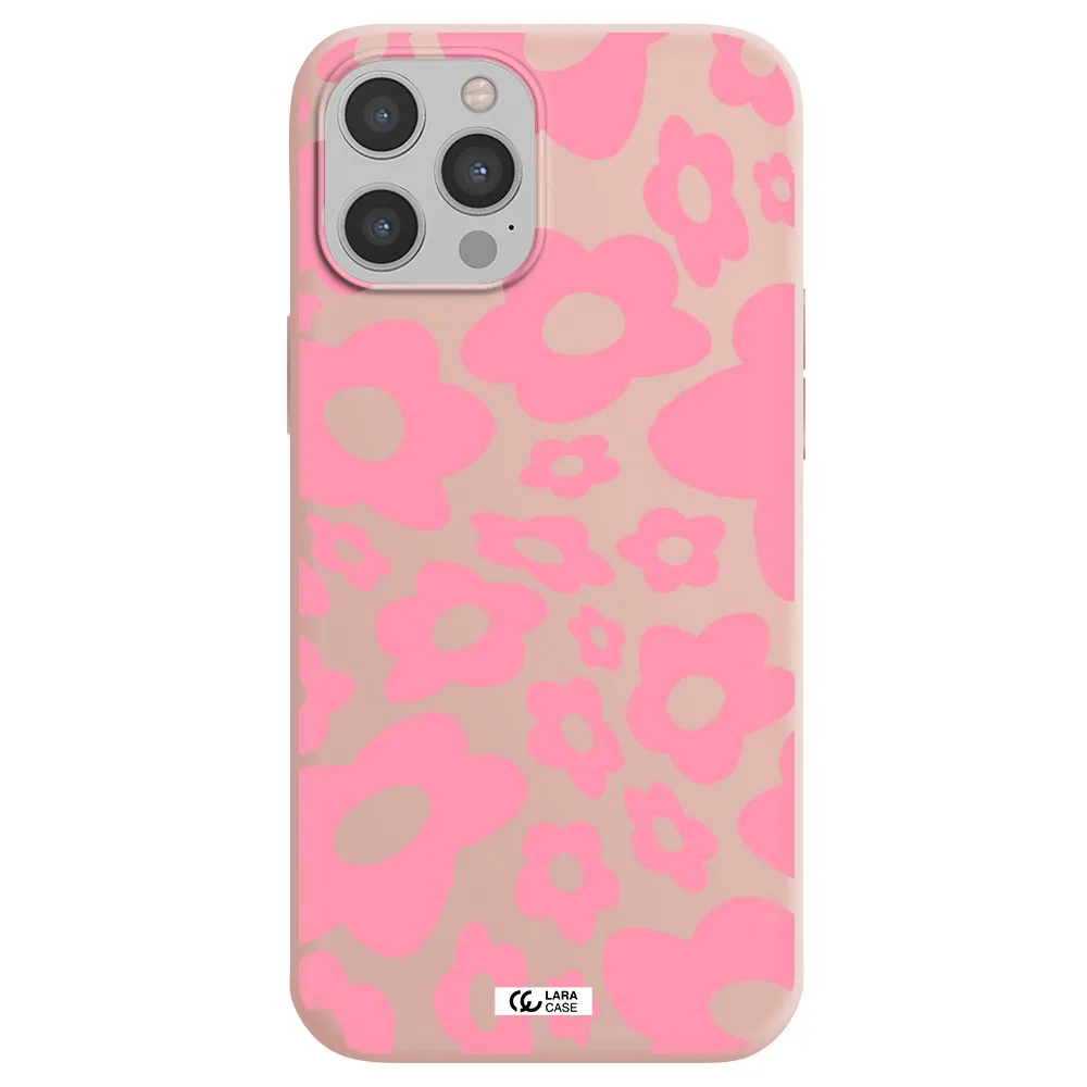 Five Petal Pink Flower Apple iPhone 12 pro max Silicone pastel pink Case