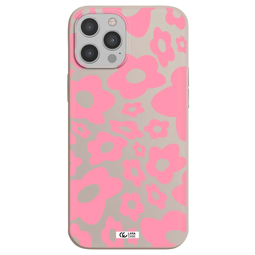 Five Petal Pink Flower Apple iPhone 12 pro Silicone Stone Case