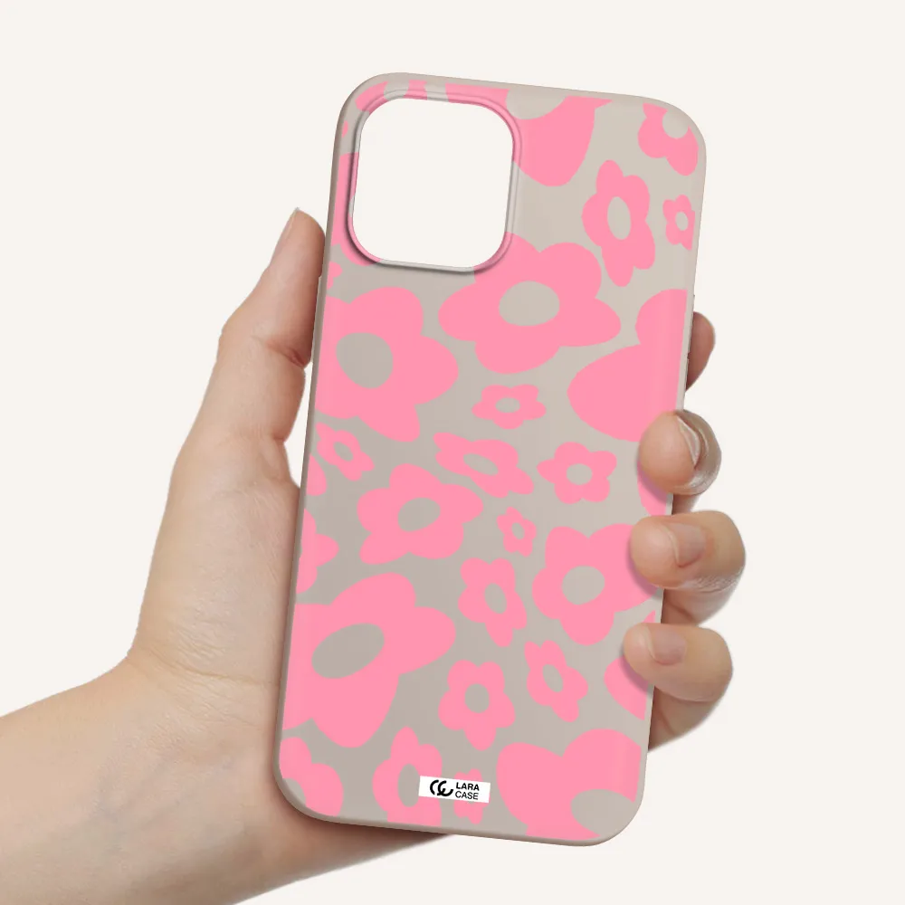 Five Petal Pink Flower Apple iPhone 12 pro Silicone Stone Case