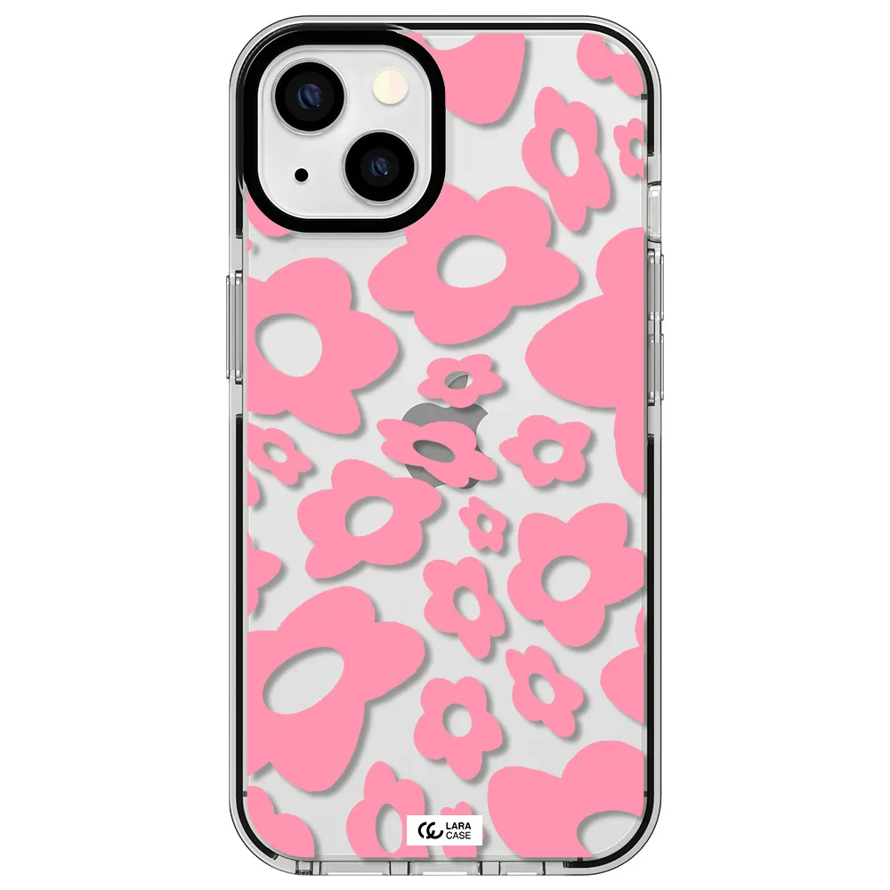 Five Petal Pink Flower Apple iPhone 13 impact black border Case