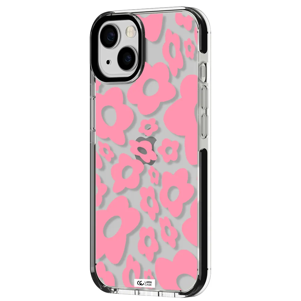 Five Petal Pink Flower Apple iPhone 13 impact black border Case