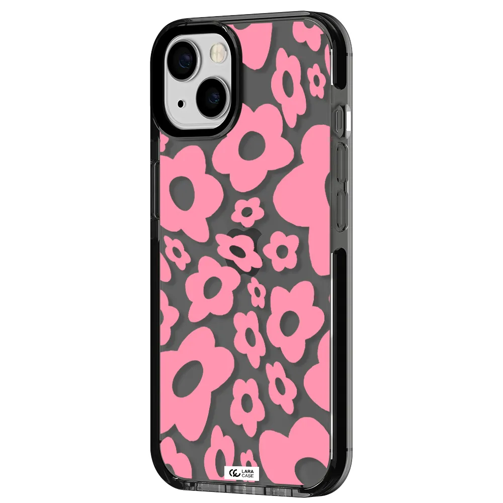 Five Petal Pink Flower Apple iPhone 13 impact Smoke Black Case