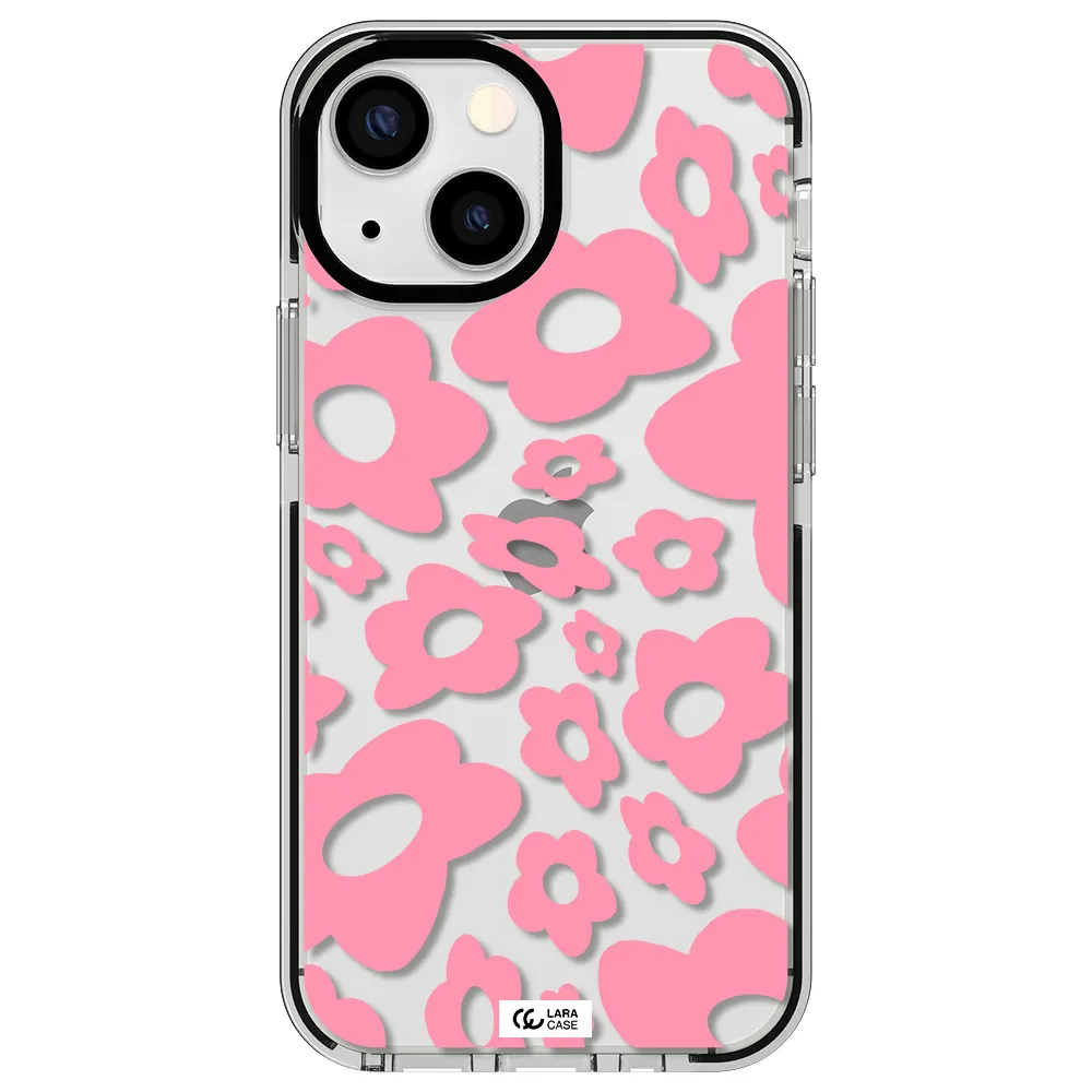 Five Petal Pink Flower Apple iPhone 13 mini impact black border Case