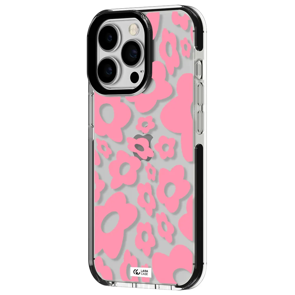 Five Petal Pink Flower Apple iPhone 13 Pro impact black border Case