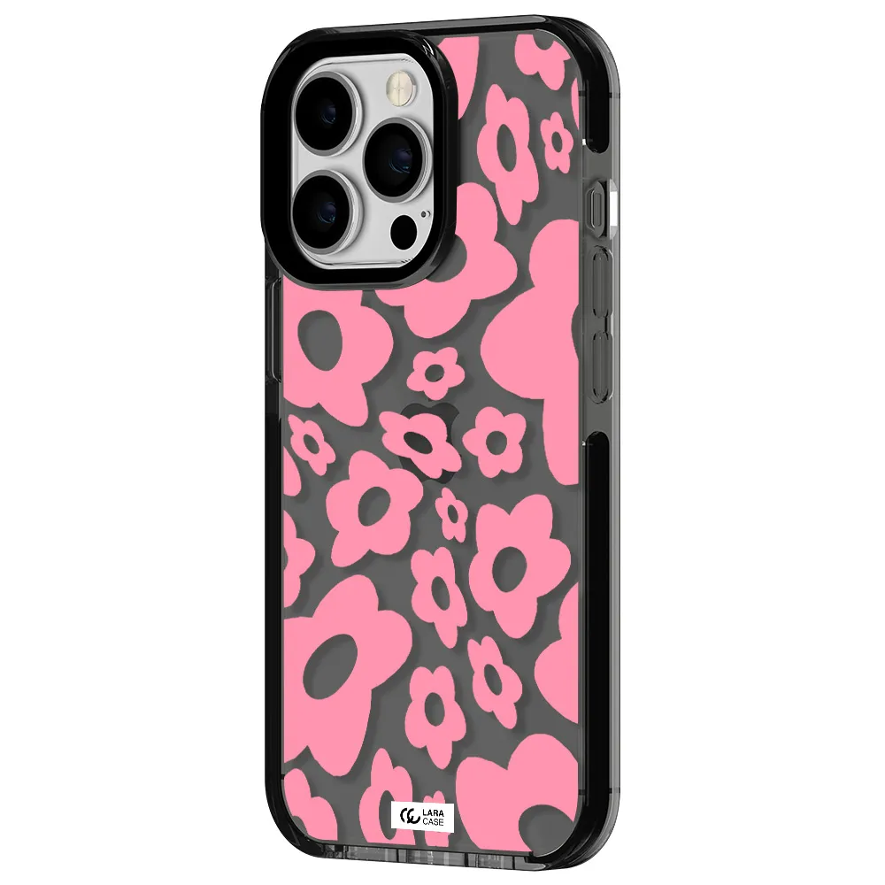 Five Petal Pink Flower Apple iPhone 13 Pro impact Smoke Black Case