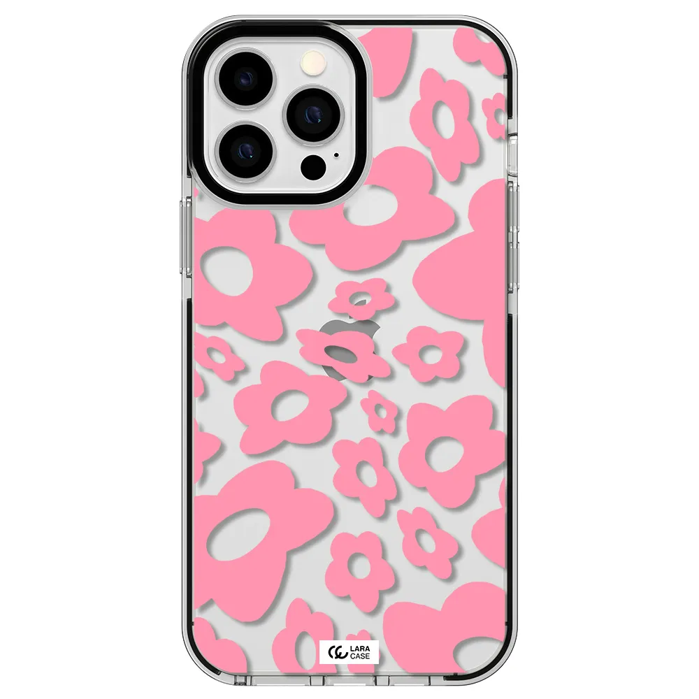 Five Petal Pink Flower Apple iPhone 13 Pro Max impact black border Case