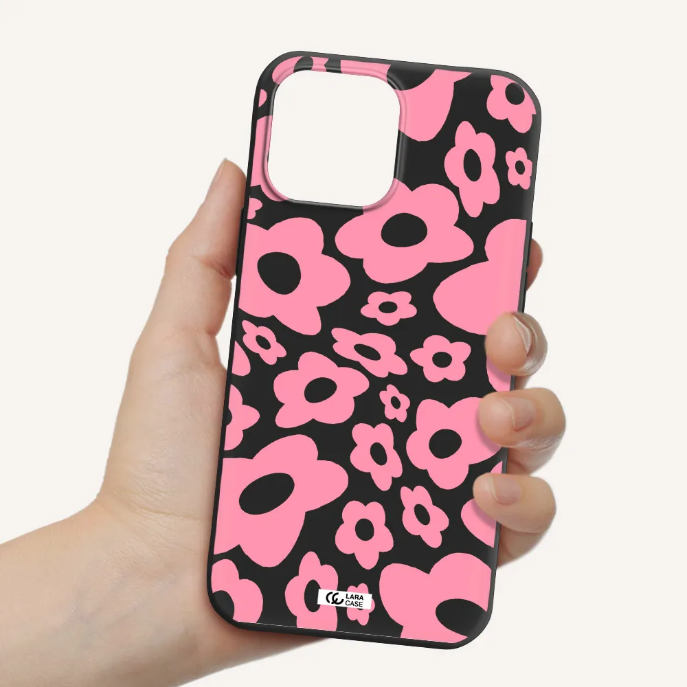 Five Petal Pink Flower Apple iPhone 13 Pro Max Silicone black Case