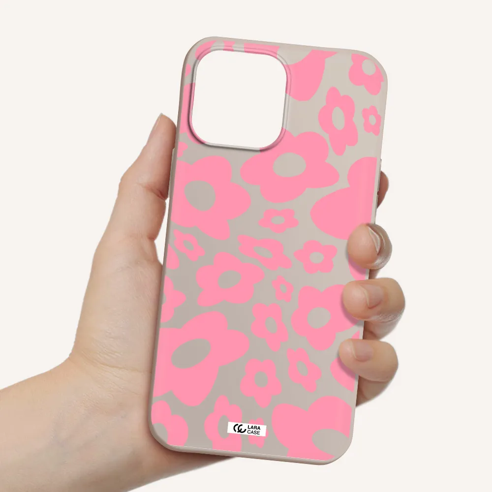 Five Petal Pink Flower Apple iPhone 13 Pro Max Silicone Stone Case