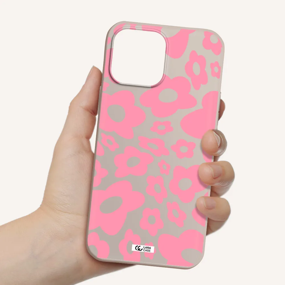 Five Petal Pink Flower Apple iPhone 13 Pro Silicone Stone Case