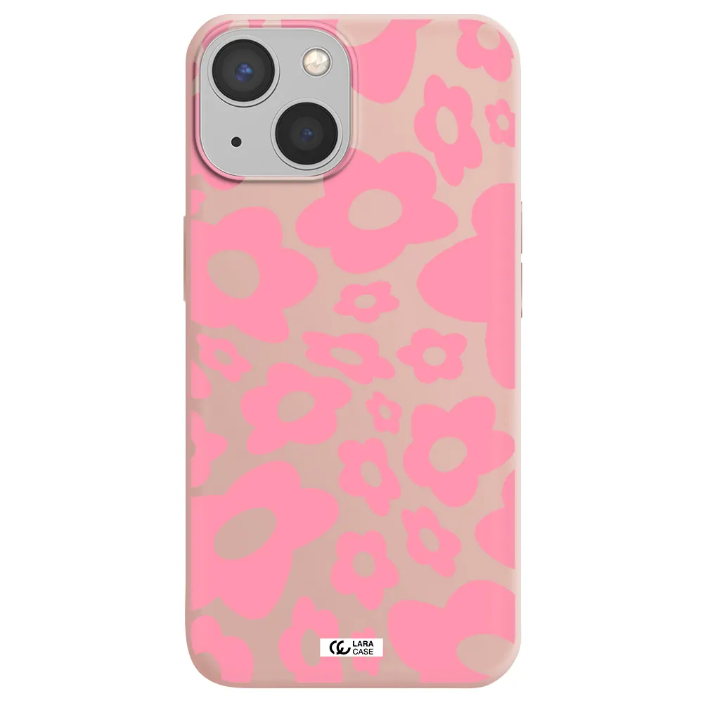 Five Petal Pink Flower Apple iPhone 13 Silicone pastel pink Case