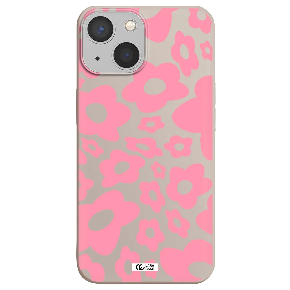 Five Petal Pink Flower Apple iPhone 13 Silicone Stone Case