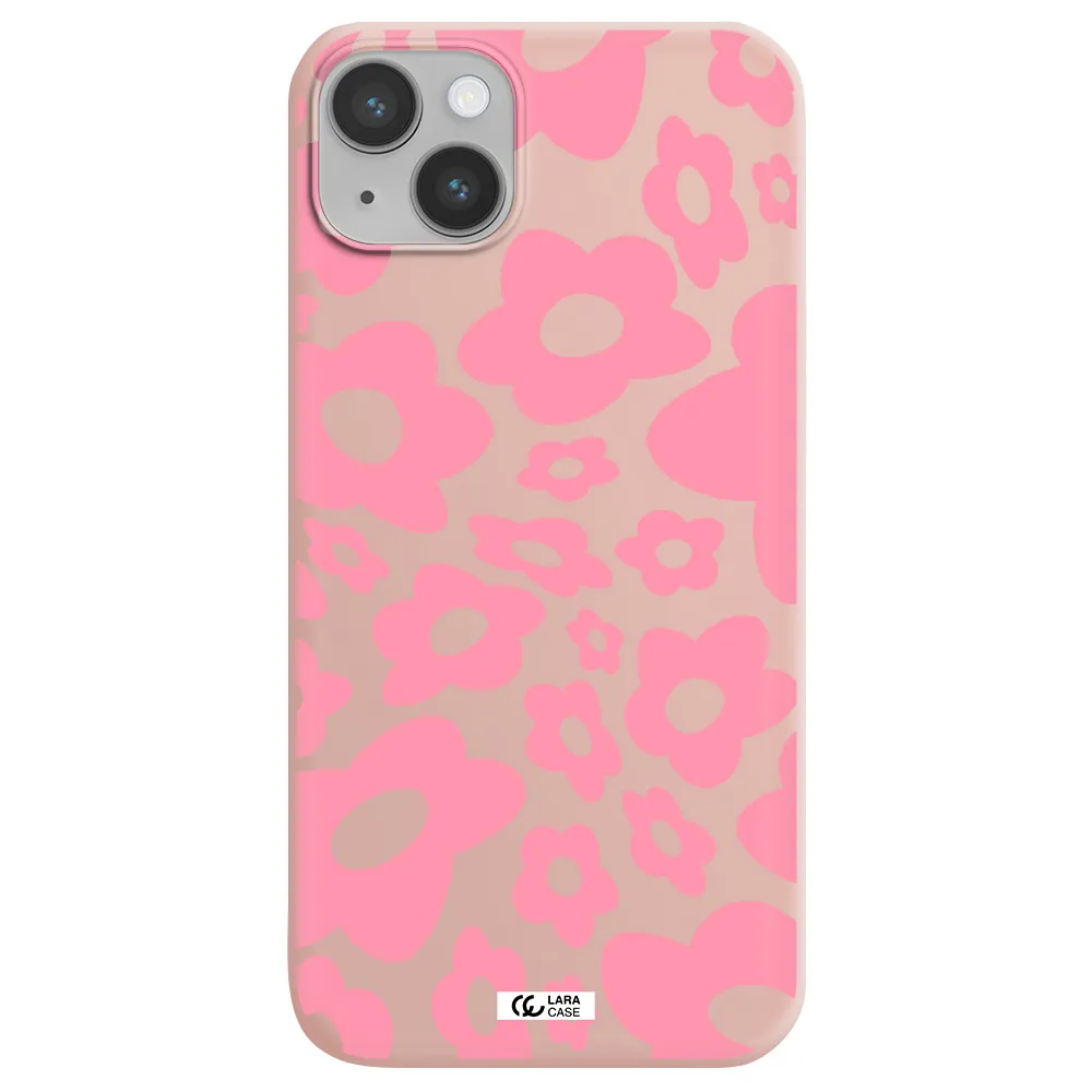 Five Petal Pink Flower Apple iPhone 14 Silicone pastel pink Case