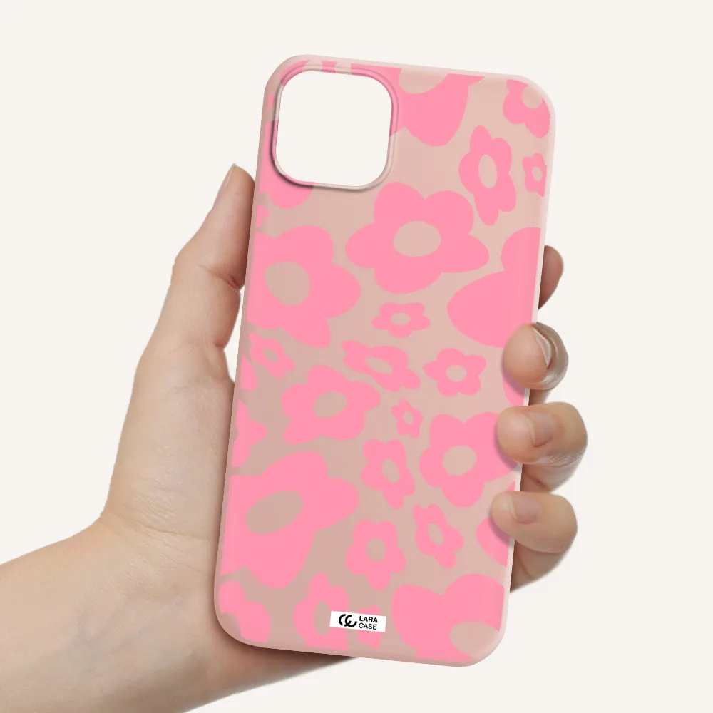 Five Petal Pink Flower Apple iPhone 14 Silicone pastel pink Case