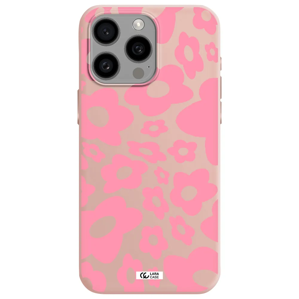 Five Petal Pink Flower Apple Iphone 15 Pro max Silicone pastel pink Case