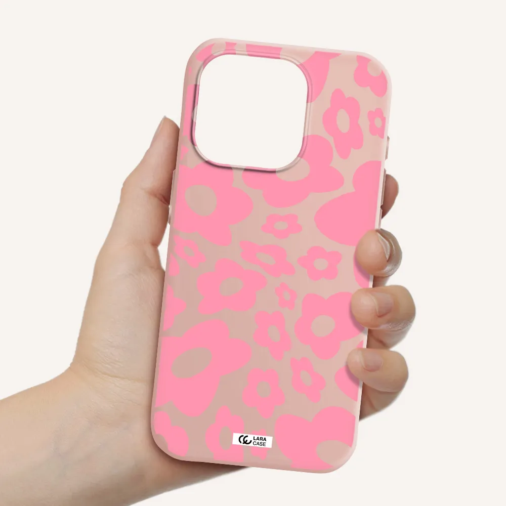 Five Petal Pink Flower Apple Iphone 15 Pro Silicone Pastel Pink Case