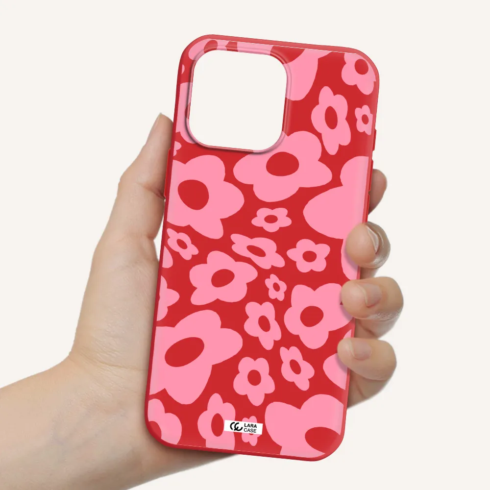 Five Petal Pink Flower Apple Iphone 16 Pro Max Silicone Stone Case