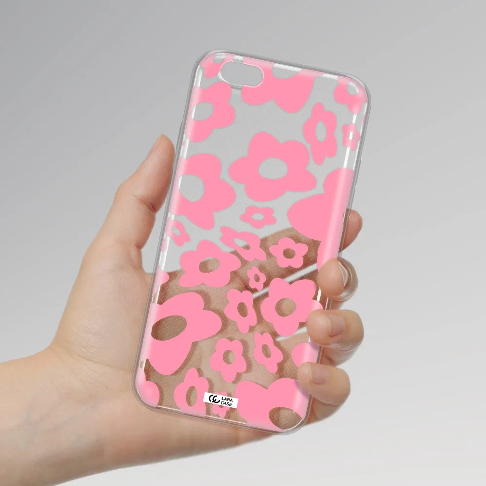 Five Petal Pink Flower Apple iPhone 6 plus Clear TPU Case