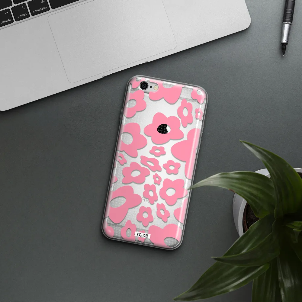 Five Petal Pink Flower Apple iPhone 6 plus Clear TPU Case