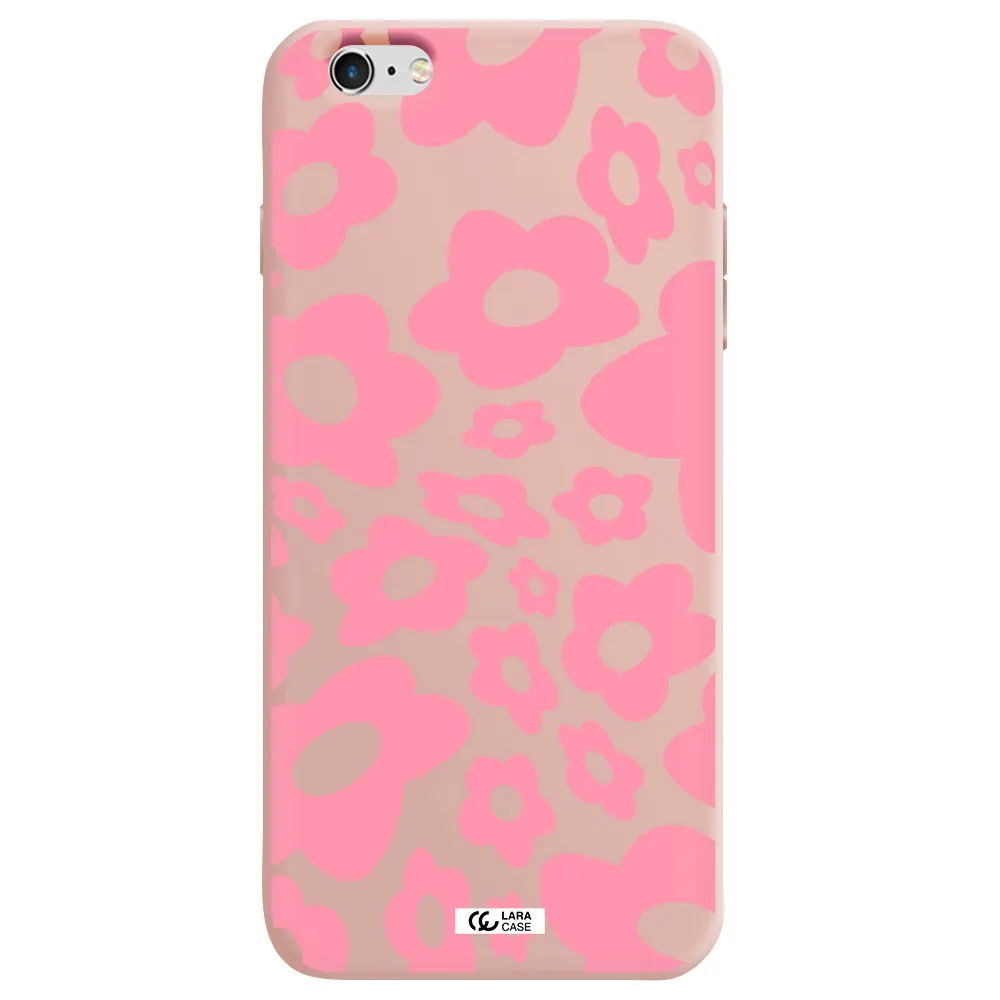 Five Petal Pink Flower Apple iPhone 6 plus Silicone pastel pink Case