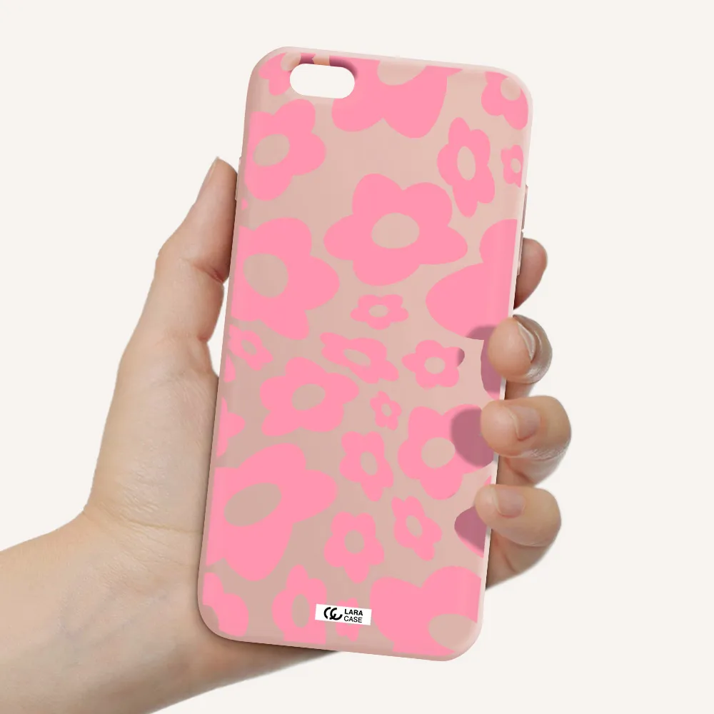 Five Petal Pink Flower Apple iPhone 6 plus Silicone pastel pink Case