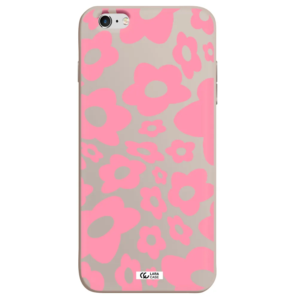 Five Petal Pink Flower Apple iPhone 6 plus Silicone Stone Case